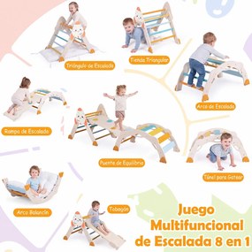Conjunto de Escalada Infantil 8 em 1, 69 x 53 x 60 cm, Dobrável, Multicolor