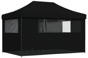 Tenda p/ festas pop-up dobrável com 4 paredes laterais preto