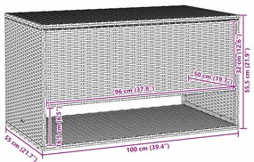 Caixa para almofadões de exterior 100x55x55,5 cm vime PE preto