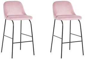 Conjunto de 2 cadeiras de bar em veludo rosa NEKOMA Beliani