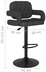 Bancos de bar 2 pcs tecido cinzento-escuro