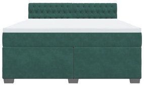 Cama com molas/colchão 180x200 cm veludo verde-escuro