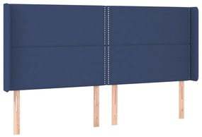 Cama box spring c/ colchão e LED 160x200 cm tecido azul