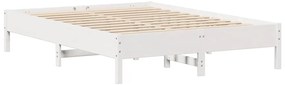 Cama sem colchão 140x200 cm madeira de pinho maciça branco