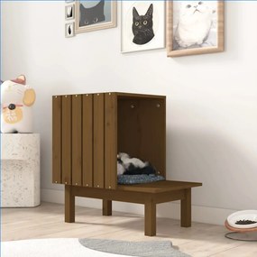 822455 vidaXL Ninho para gatos 60x36x60 cm pinho maciço castanho mel
