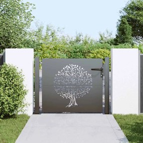 Portão de Jardim Preto 105 x 100 cm Aço com Revestimento em Pó