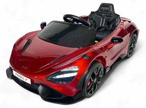 Carro elétrico para crianças McLaren 765LT, 12V pneus de borracha EVA, assento em pele artificial Vermelho