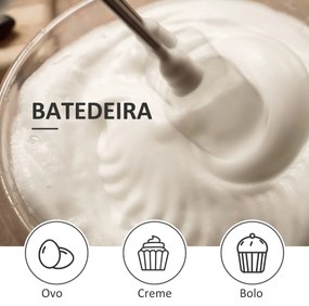 Varinha Mágica 1000W 4 em 1 com Velocidades Ajustáveis 2 Lâminas de Aço Inoxidável Picador 500ml Copo Medidor 800ml e Batedeira 10x6,5x41cm Preto