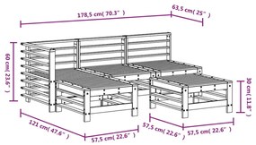 5 pcs conjunto lounge de jardim madeira de pinho maciça