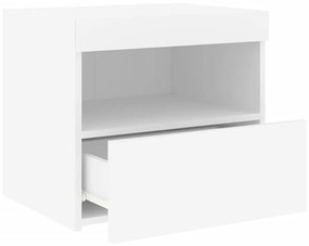 Mesa de cabeceira com luzes LED 50x40x45 cm branco