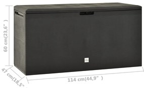 Caixa de arrumação para jardim 114x47x60 cm antracite
