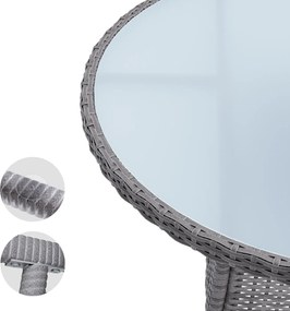 Mesa Jardim redonda Polyrattan Ø80cm Cinza