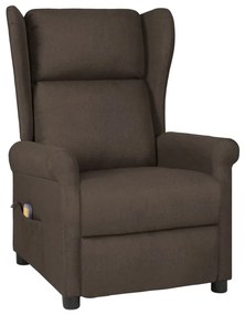 vidaXL Poltrona de massagens tecido castanho-escuro