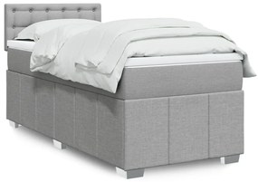 Cama com molas/colchão 90x200 cm tecido cinza-claro