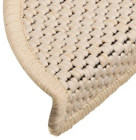 Tapetes escada adesivos aspeto sisal 15 pcs 56x17x3cm cor creme