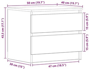 Cabeceira de cama vidaXL Preta em Carvalho 50x40x43,5 cm de Madeira En