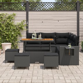 Conjunto de Sofá de Jardim de 9 Peças com Almofadas - Rattan Poliéster