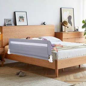 Barreira de Cama para Crianças Dobrável de 120 cm com Capa Removível e Lavável e Correia de Segurança Cinzento