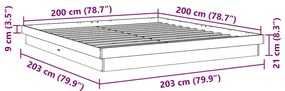 Estrutura de cama sem colchão 200x200 cm maciça de carvalho