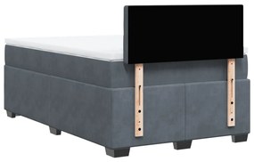 Cama boxspring com colchão 120x200 cm veludo cinzento-escuro