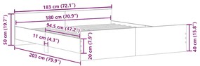 Estrutura cama c/ cabeceira e apoio pés 180x200cm cinza cimento