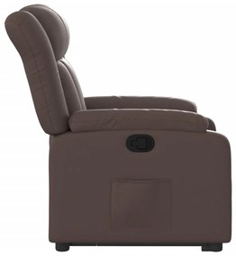 Poltrona reclinável elevatória couro artificial castanho