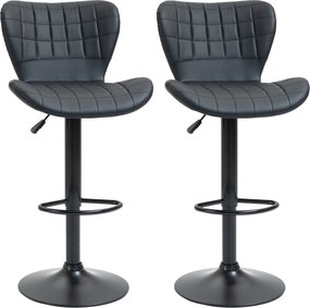 HOMCOM Conjunto 2 Banquetas de Bar Design Retrô 47 cm x 51,5 cm x 89-109 cm Preto | Aosom Portugal