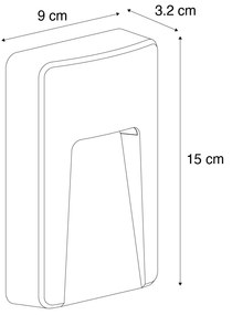 Conjunto de 2 Candeeiros de Parede Exteriores Retangulares Pretos com LED IP65 - Gem Moderno