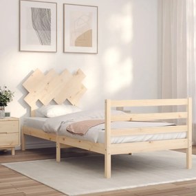 vidaXL Estrutura cama de solteiro c/ cabeceira madeira maciça