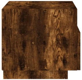Mesa de cabeceira com luzes LED 40x39x37 cm carvalho fumado