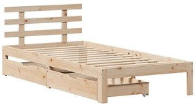 Estrutura de cama c/ gavetas 100x200 cm madeira de pinho maciça