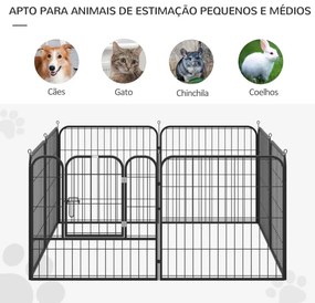 Parque para animais de estimação com 8 Varas Dobrável com Porta e Dupl