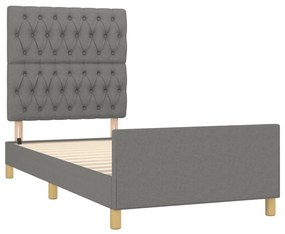 Estrutura de cama sem colchão 90x190 cm tecido cinzento-escuro