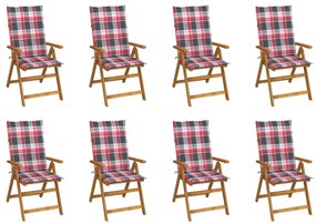 vidaXL Cadeiras de jardim dobráveis c/ almofadões 8 pcs acácia maciça