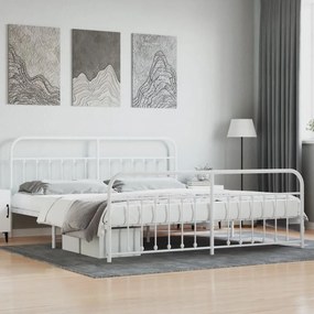 Estrutura de cama com cabeceira e pés 193x203 cm metal branco