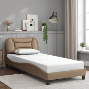 vidaXL Estrutura cama c/ cabeceira couro artif. 90x190 cm cappuccino