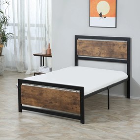 HOMCOM Estrutura de Cama Individual de Aço Estrutura de Cama com Cabec