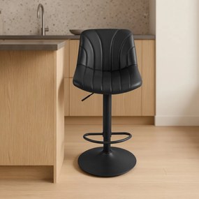 Conjunto de 2 bancos de bar, altura ajustável entre 88 e 108 cm em couro sintético PU pretos