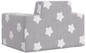 Sofá infantil de c/ estrelas pelúcia cinzento-claro