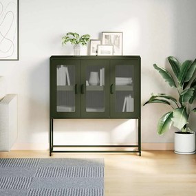 Aparador 100,5x39x107 cm aço laminado a frio verde-azeitona