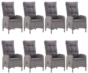 9 pcs conjunto de jantar para jardim cinzento