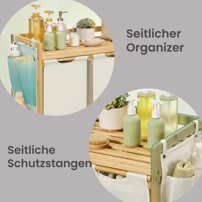 Cesto da roupa suja com 3 compartimentos, bambu 150 L, 93,8 x 33,8 x 78 cm branco