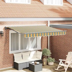 vidaXL Toldo Retrátil Verde e Amarelo e Antracite