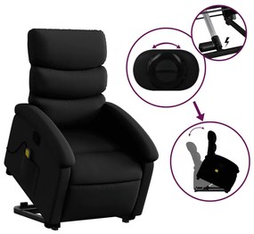 Poltrona massagens reclinável elevatória couro artificial preto