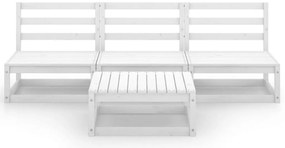 4 pcs conjunto lounge de jardim pinho maciço branco