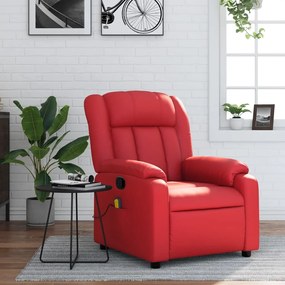 Poltrona de massagens reclinável couro artificial vermelho