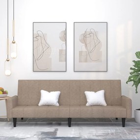 340666 vidaXL Sofá-cama de 2 lugares tecido microfibra cinza-acastanhado
