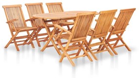 vidaXL 7 pcs conjunto jantar dobrável p/ exterior madeira teca maciça