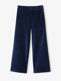 Leggings largas, em bombazina irisada, para menina marinho