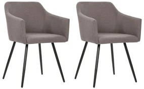 vidaXL Cadeiras de jantar 2 pcs tecido cinzento-acastanhado